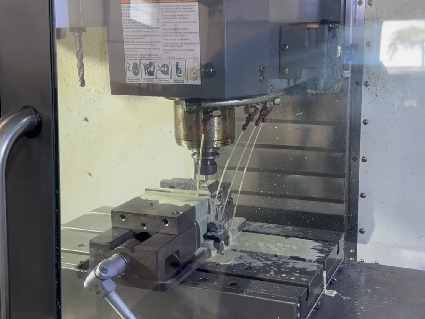 A Haas’s spindle cutting